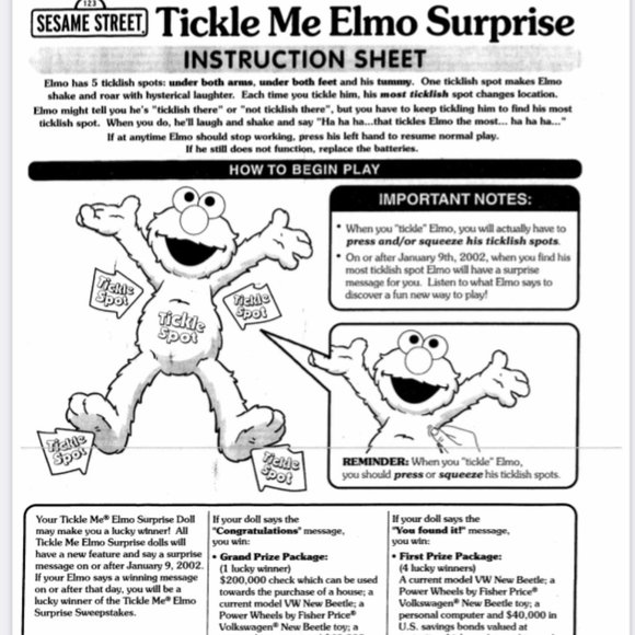 VTG Tickle Me Elmo Surprise 2000 Talks Laughs Sings Shakes 13” Sesame Street Toy - Picture 17 of 17